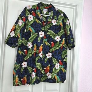 Hawaii Mens Vtg Hawaiian Shirt Size 3XL Parrot Floral Print Short Sleeve Cotton